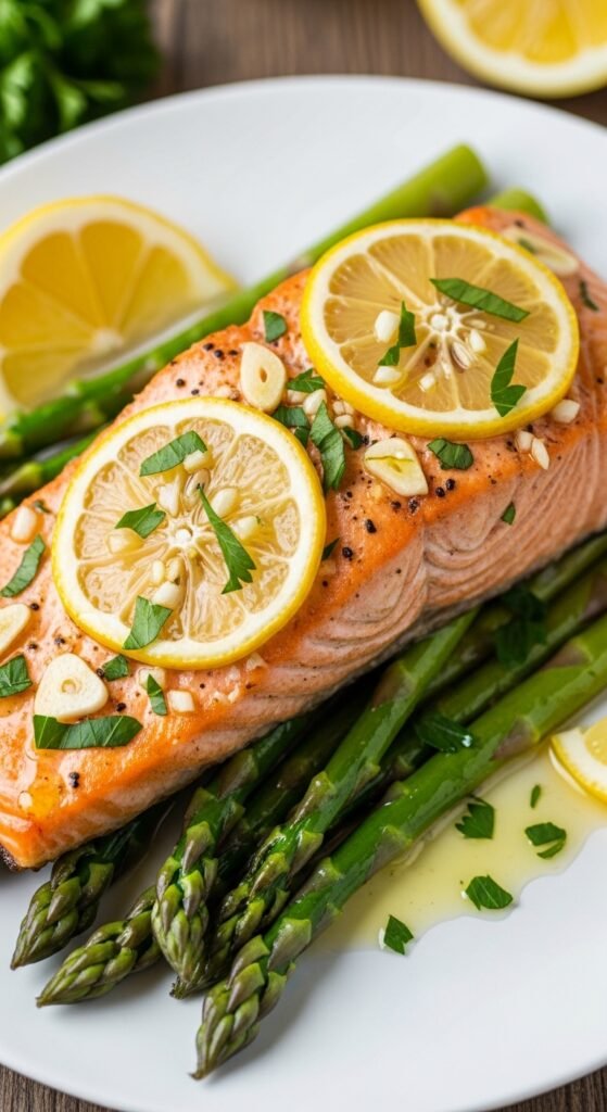 Lemon-Garlic Salmon with Asparagus