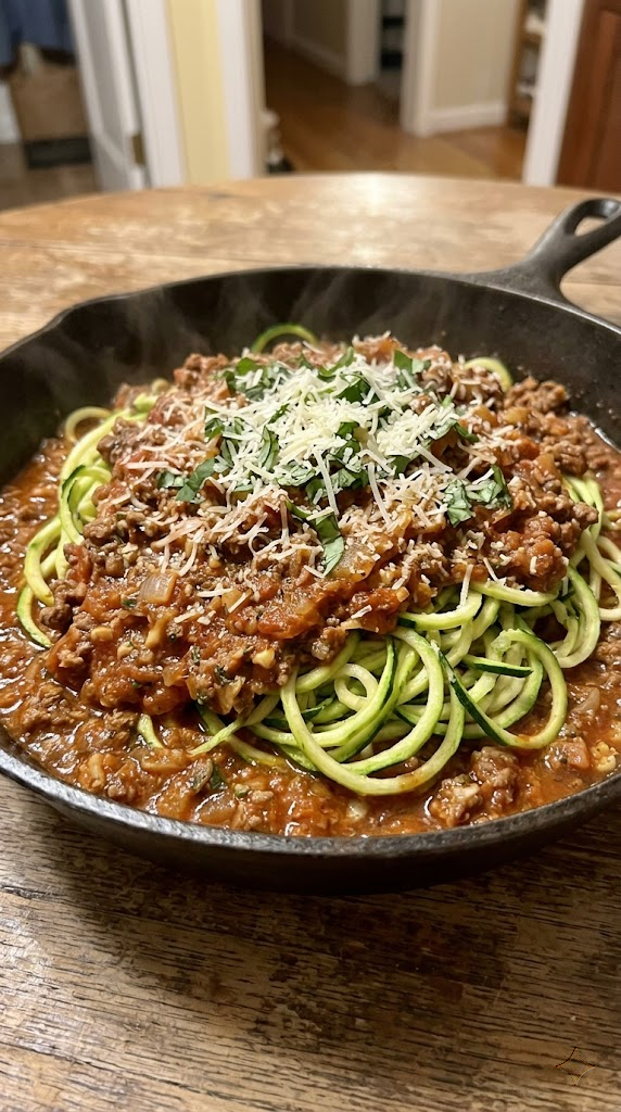 Low-Carb Zucchini Noodle Bolognese Skillet