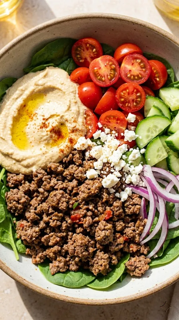 Mediterranean Beef & Hummus Bowls