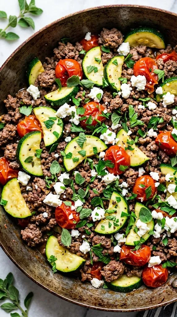 Mediterranean Beef & Zucchini Skillet