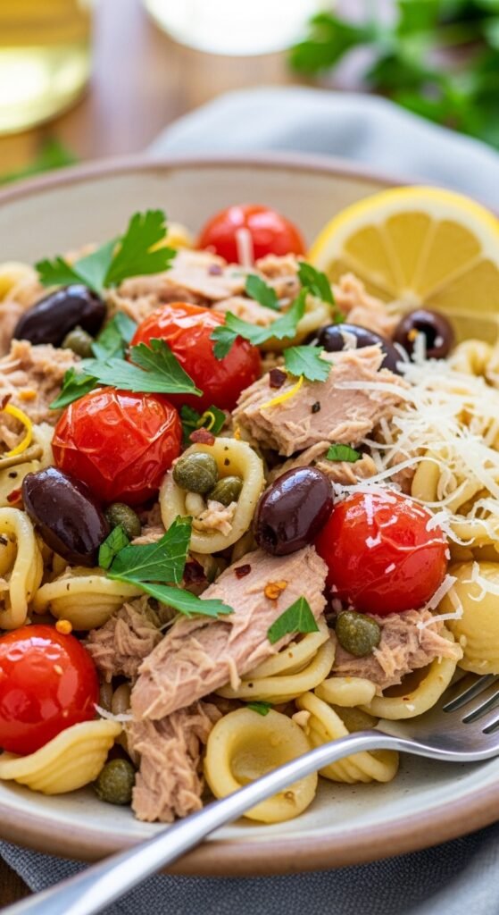 Mediterranean Canned Tuna Pasta