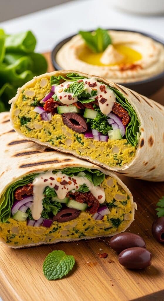 Mediterranean Chickpea Smashed Wraps