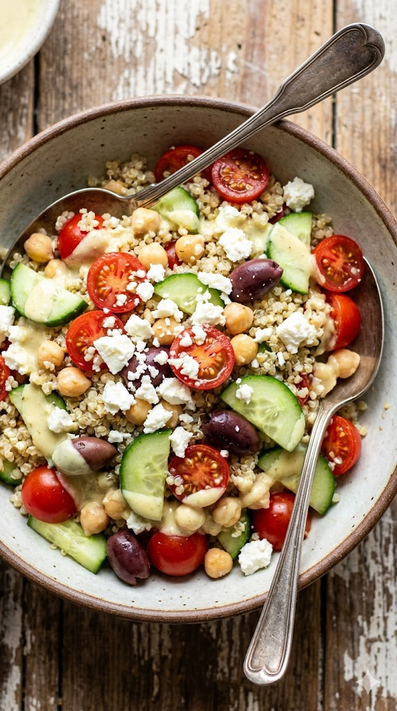 Mediterranean Quinoa Salad with Lemon-Tahini Dressing