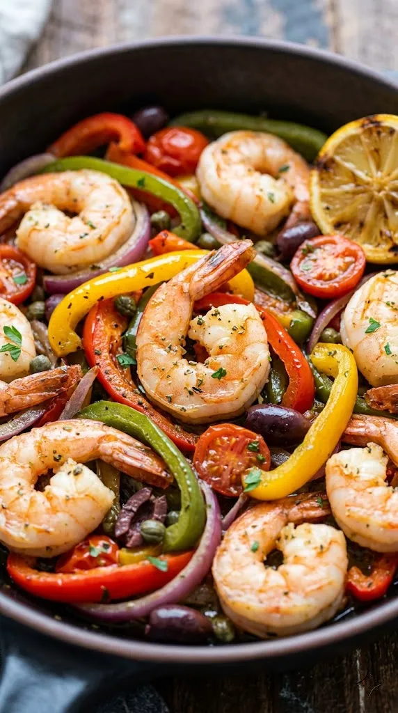 Mediterranean Shrimp & Tricolor Pepper Stir-Fry