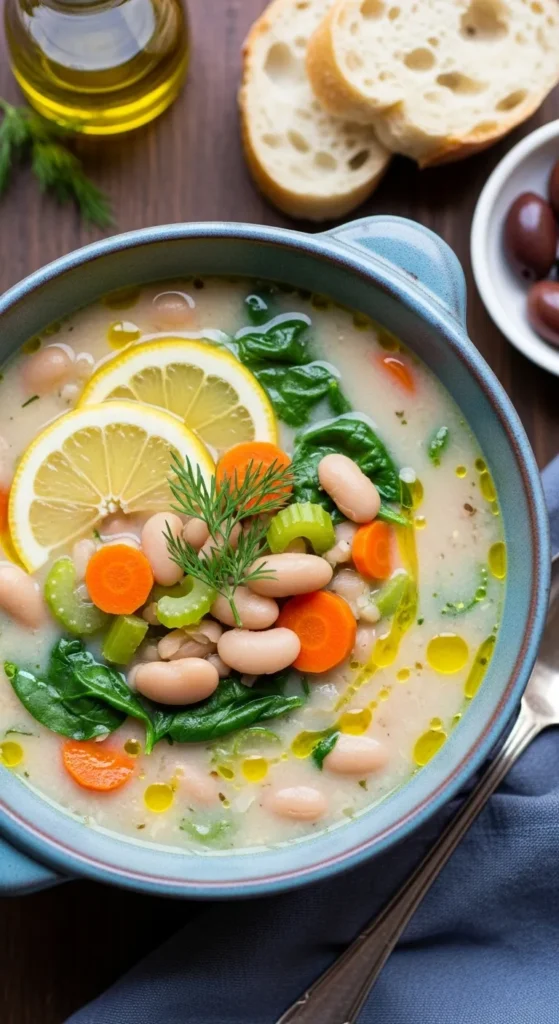 Mediterranean White Bean & Lemon Soup