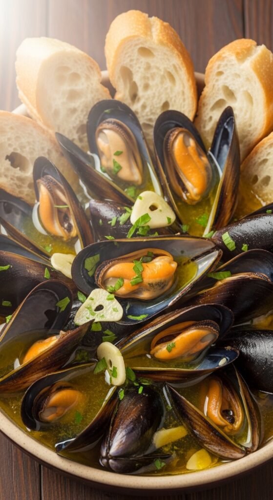 Mussels in White Wine & Garlic