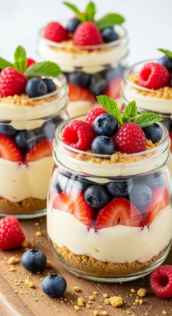 No-Bake Berry Cheesecake Jars