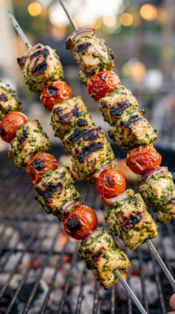 Pesto Chicken & Tomato Skewers