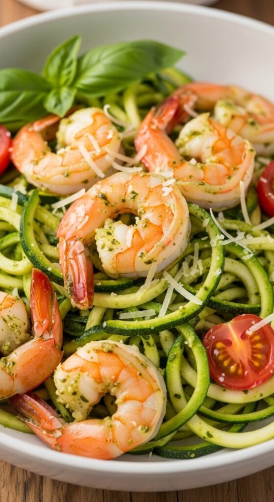 Pesto Shrimp Zoodles