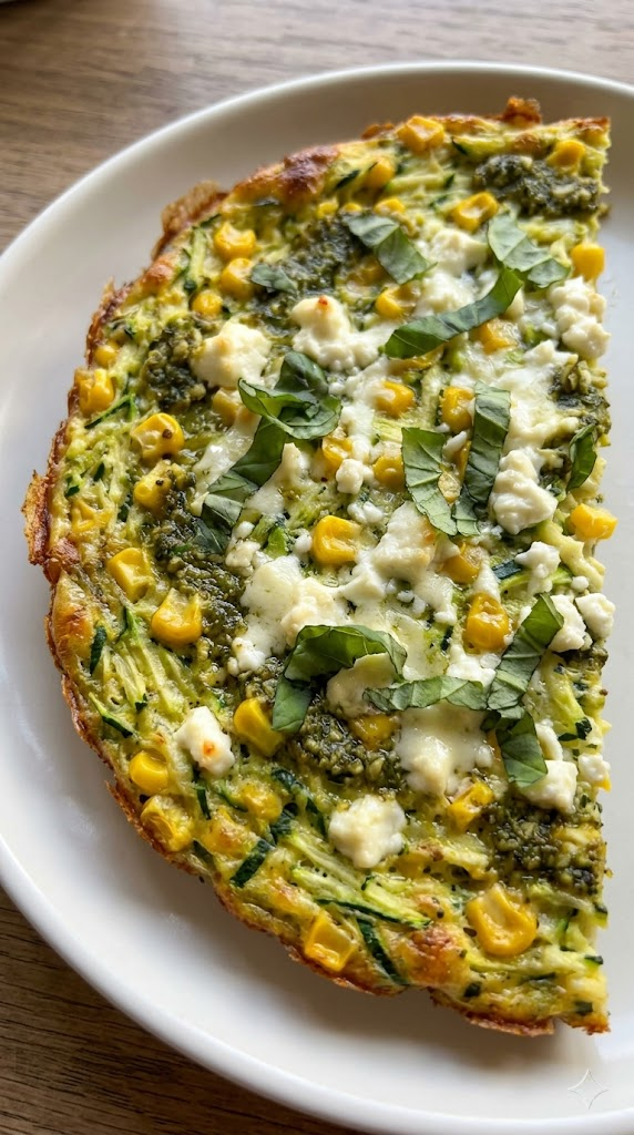 Pesto Zucchini and Corn Frittata