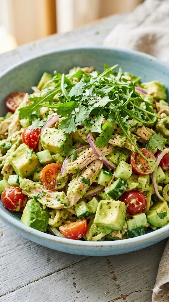Quick, Creamy Avodado & Chicken Power Salad