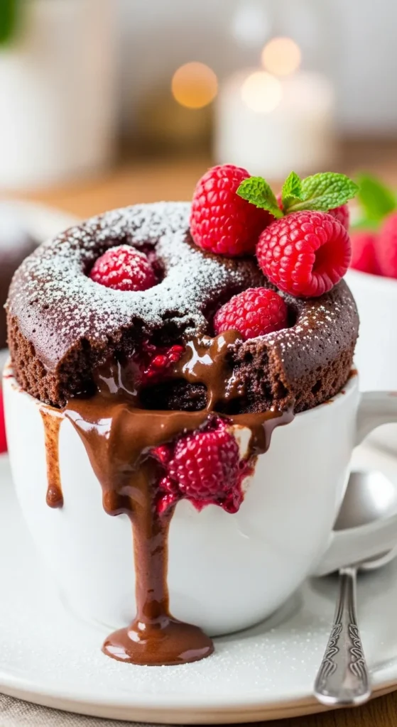 Raspberry Chocolate Mug Cake