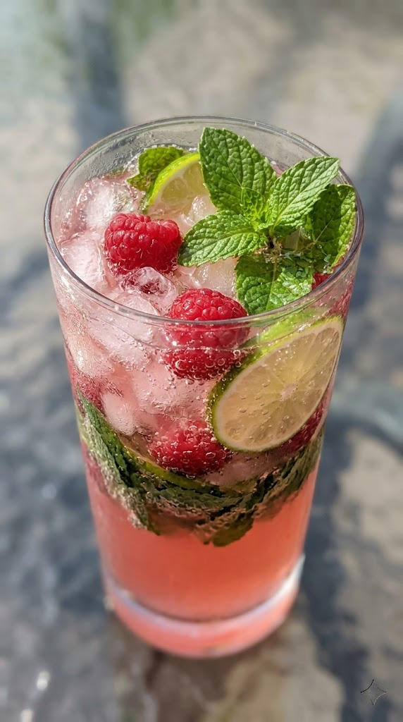 Raspberry-Mint Limeade Sparkler