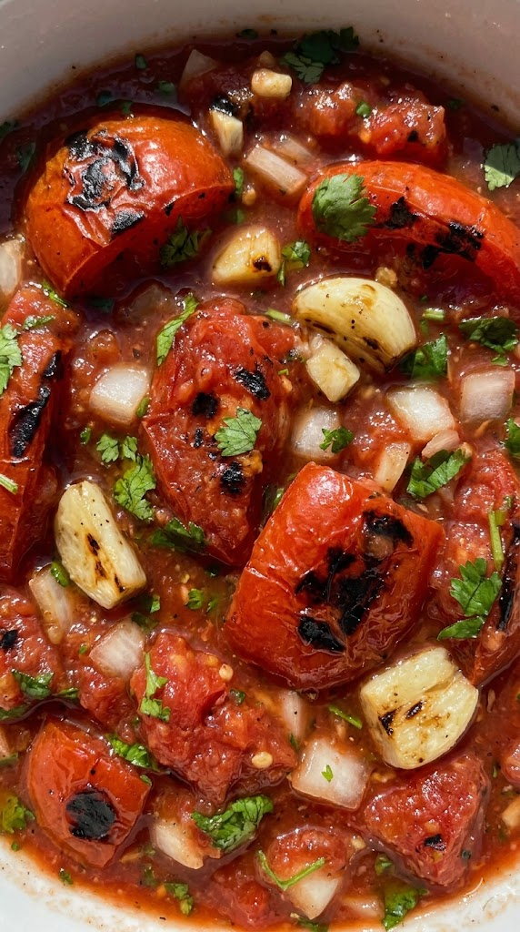 Roasted Garlic and Charred Tomato Salsa (Salsa Roja)