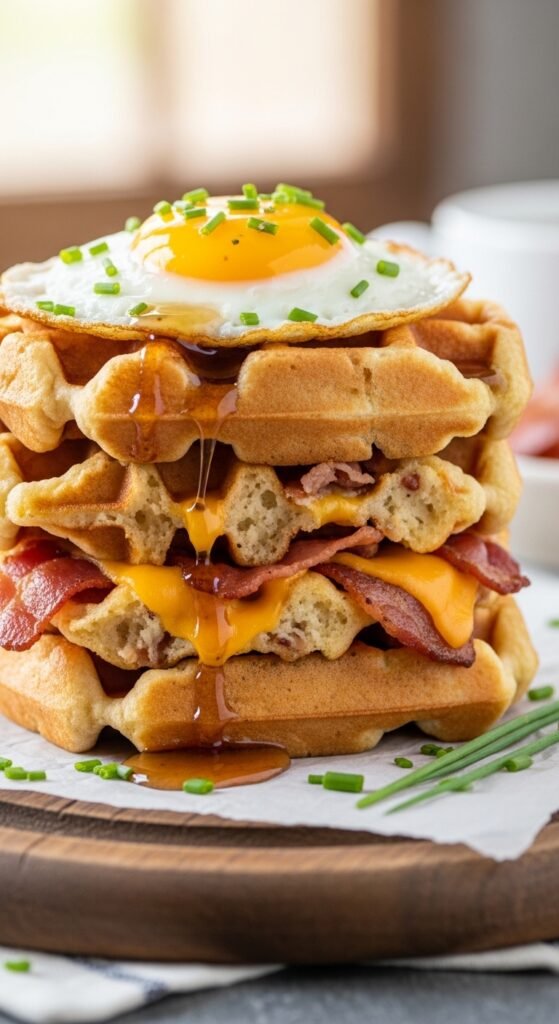 Savory Bacon, Egg & Cheese Waffles