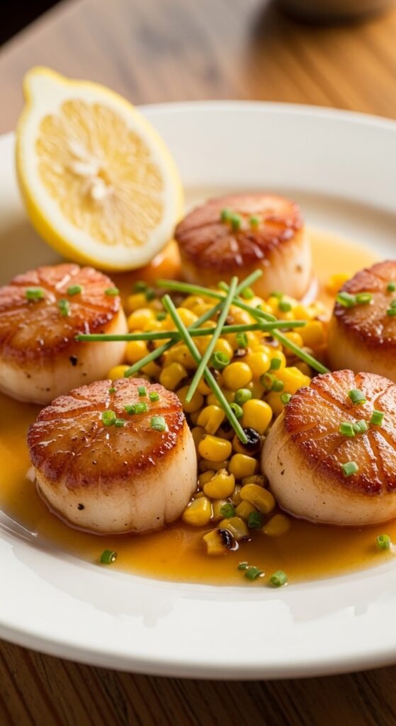 Scallops with Brown Butter and Corn