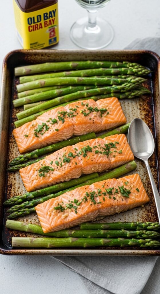 Sheet Pan Old Bay Salmon & Asparagus