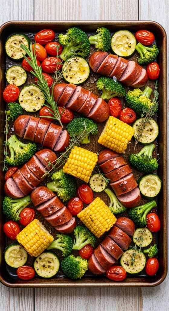 Sheet Pan Sausage and Summer Veggies