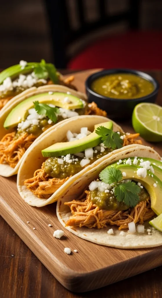 Shredded Salsa Verde Chicken Tacos