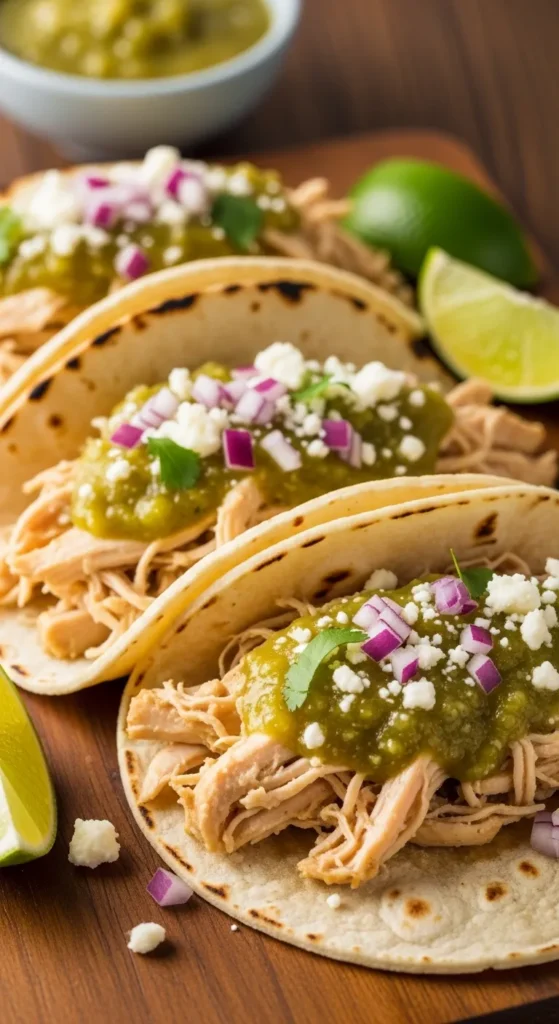 Shredded Salsa Verde Chicken Tacos