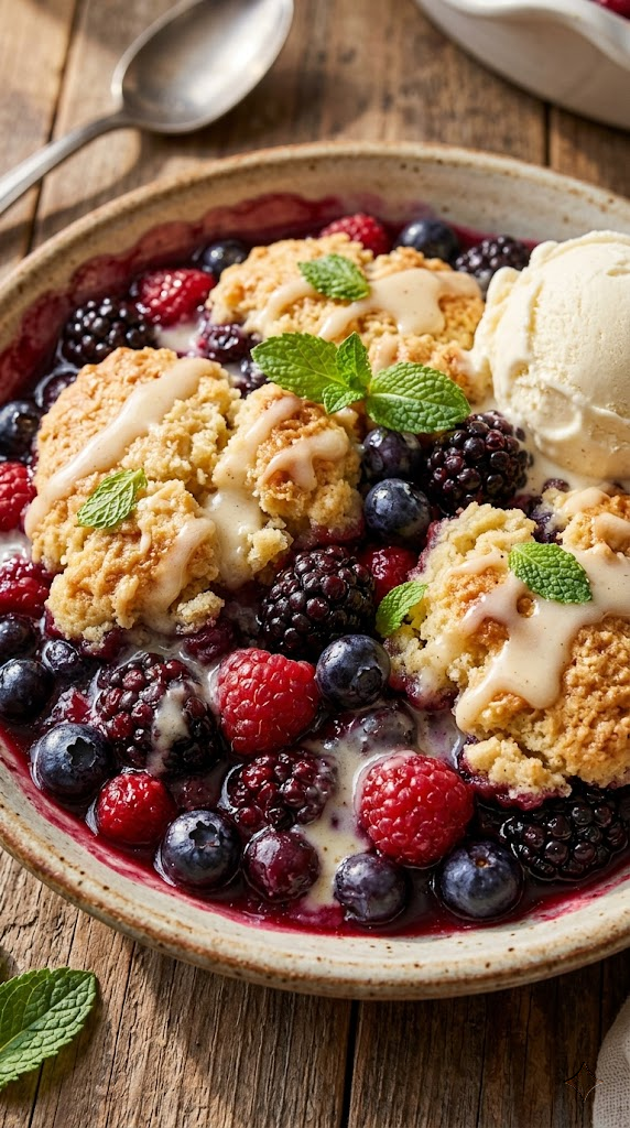 Simple Slow Cooker Berry Cobbler