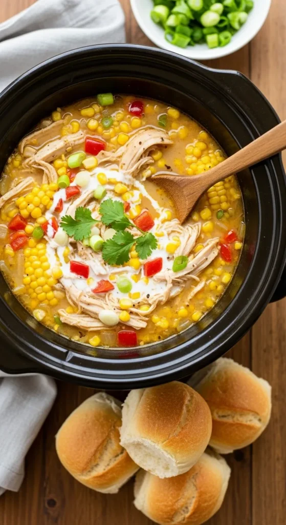 Slow Cooker Summer Corn Chowder with Chicken