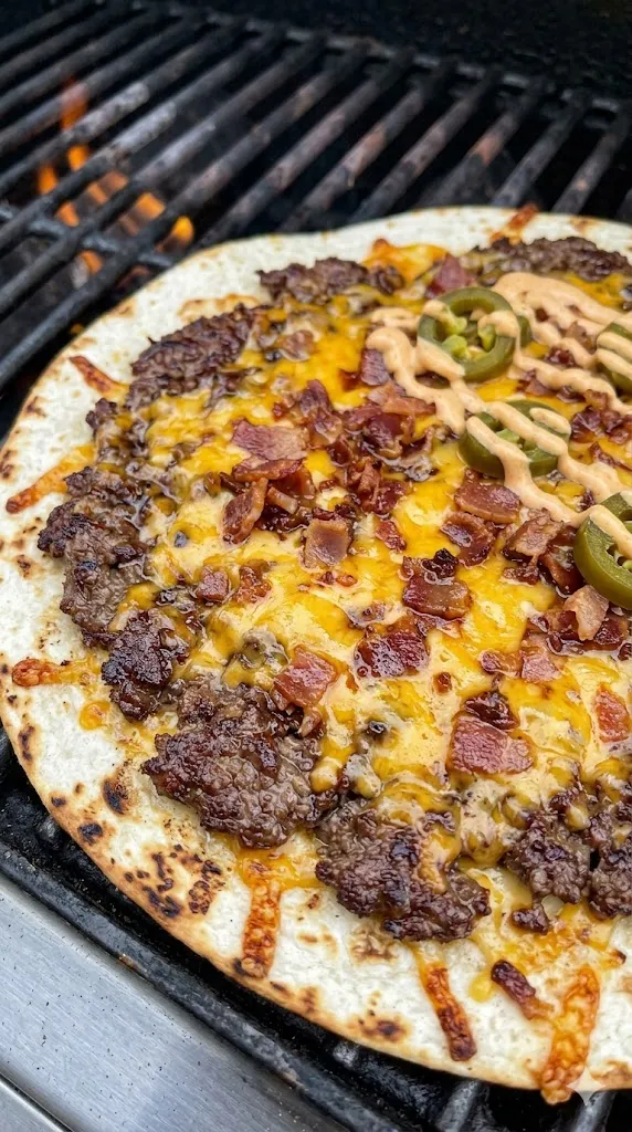 Smashed-Style "Burger Pizza" on the Grill