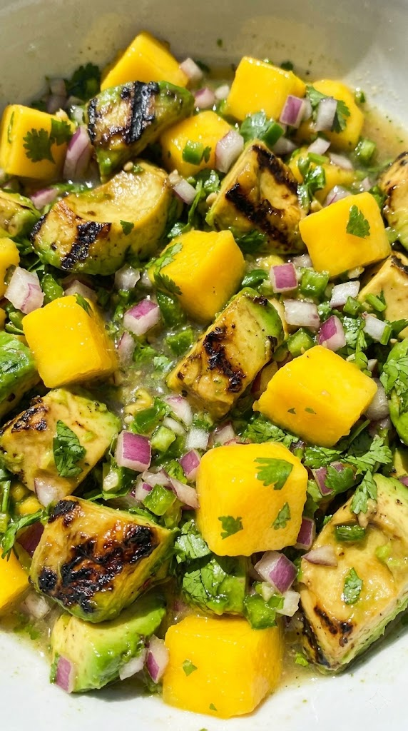 Smoky Grilled Avocado and Mango Salsa