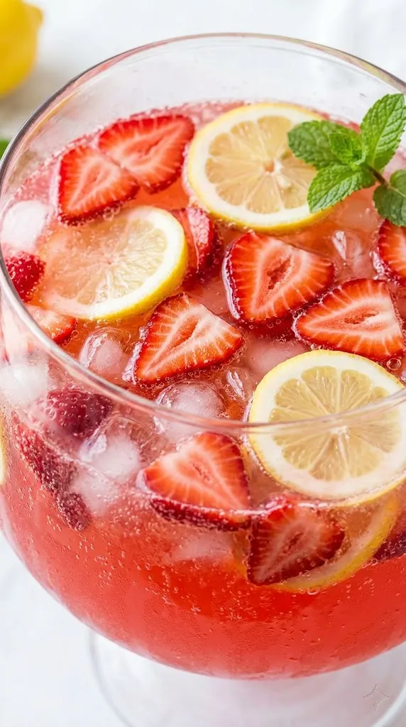 Sparking Strawberry Lemonade Punch
