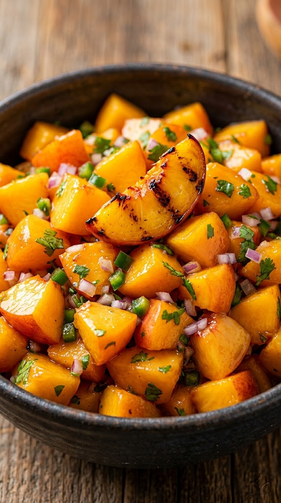 Spicy Peach & Bourbon Salsa