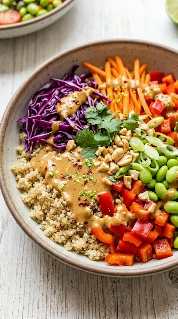 Spicy Thai Peanut Quinoa Power Bowl
