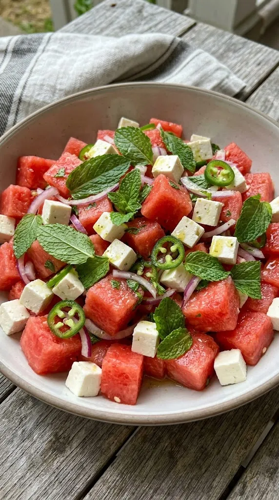 Spicy Watermelon & Mint "Feta" Salad