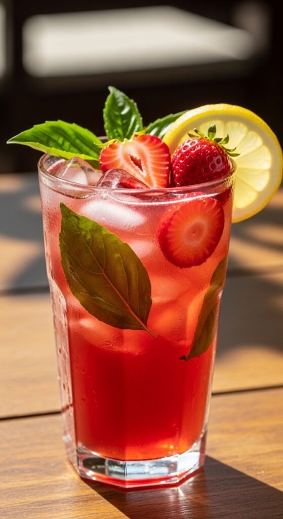 Strawberry Basil Infused Iced Tea