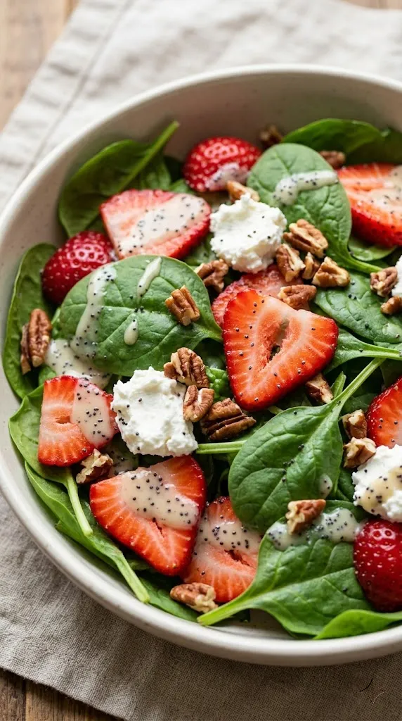 Strawberry Spinach Salad with Poppy Seed Joy