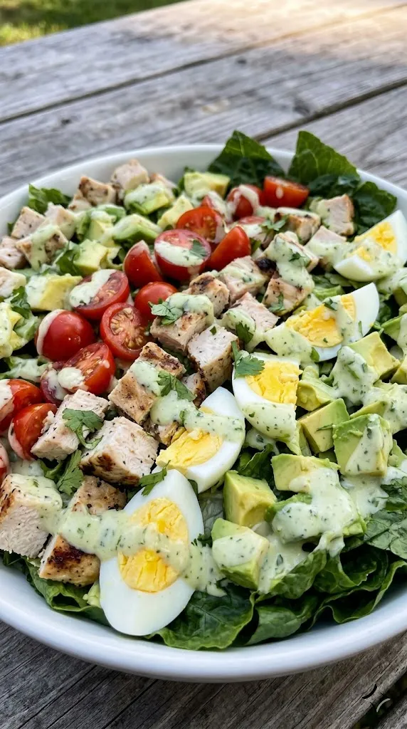 Summer Cobb Salad with Creamy Avocado Vinaigrette