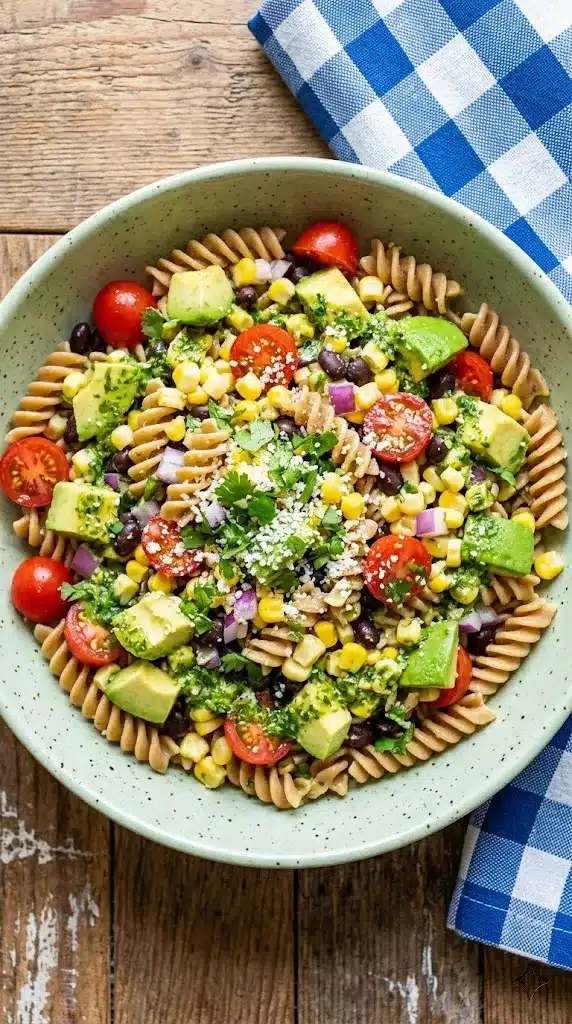 Summer Corn and Avocado Pasta Salad