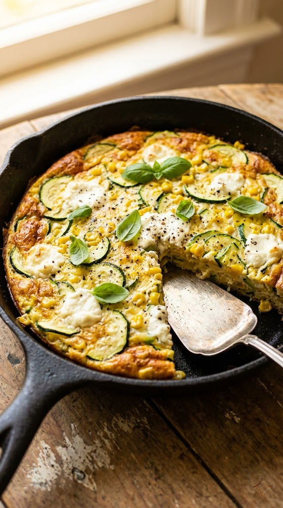 Summer Fritata with Zucchini, Corn, & Goat Cheese