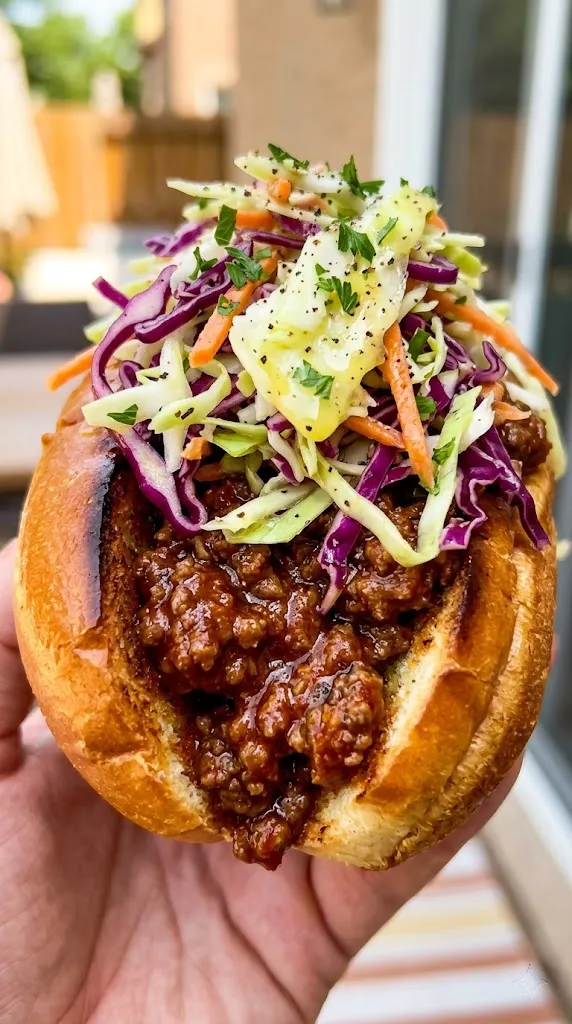 Summer Sloppy Joes with Crunchy Coleslaw