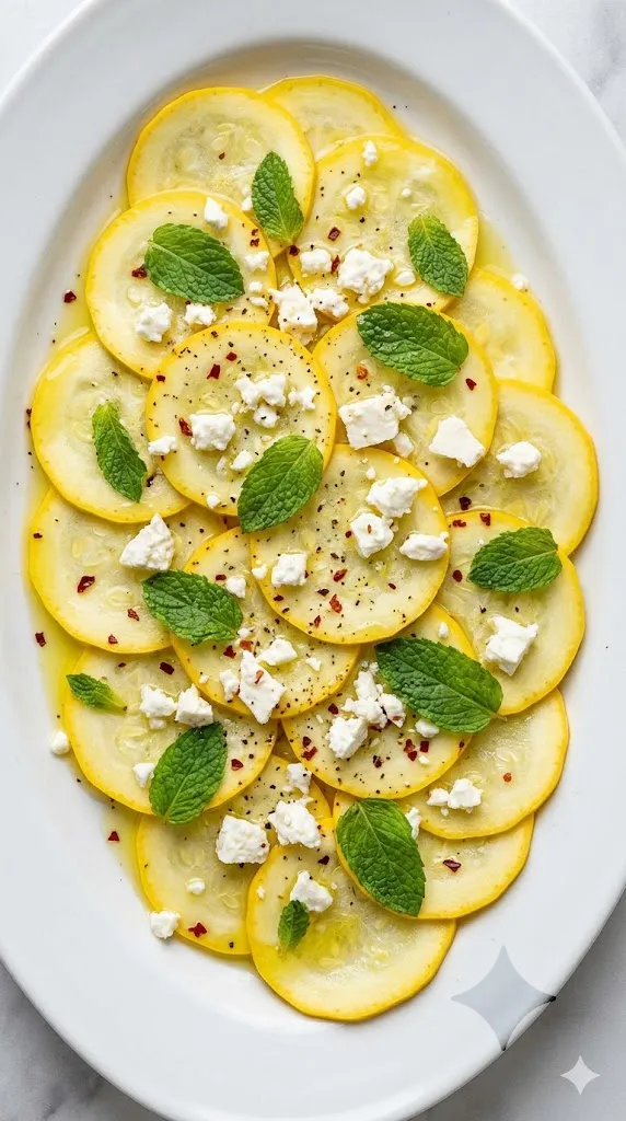 Summer Squash Carpaccio with Feta and Mint
