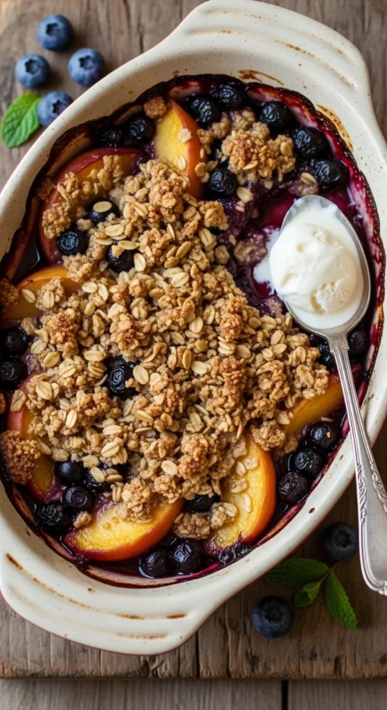 The Lazy Girl Peach & Blueberry Crisp