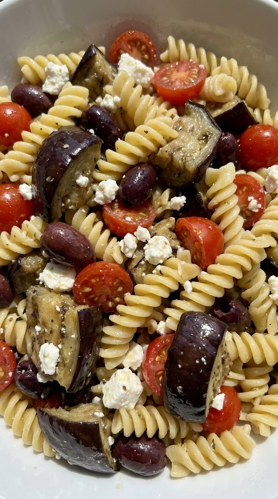 The Lemon-Zest Reset Roasted Eggplant and Feta Pasta Salad