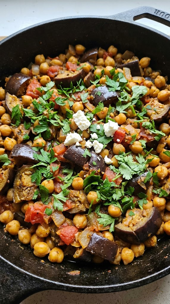 Zesty 15-Minute Eggplant and Chickpea Skillet