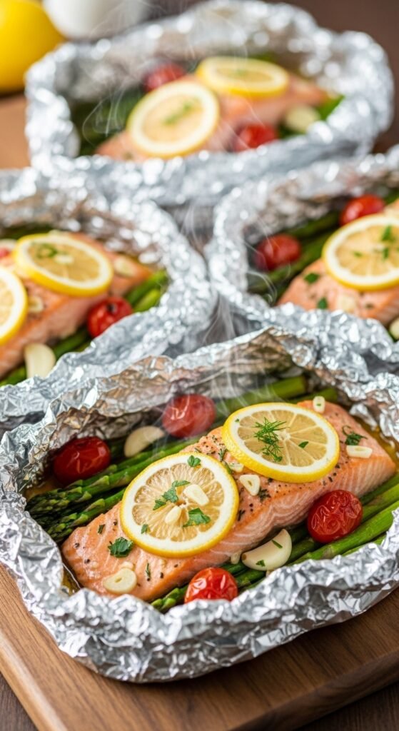 Zesty Lemon Garlic Salmon Foil Packets