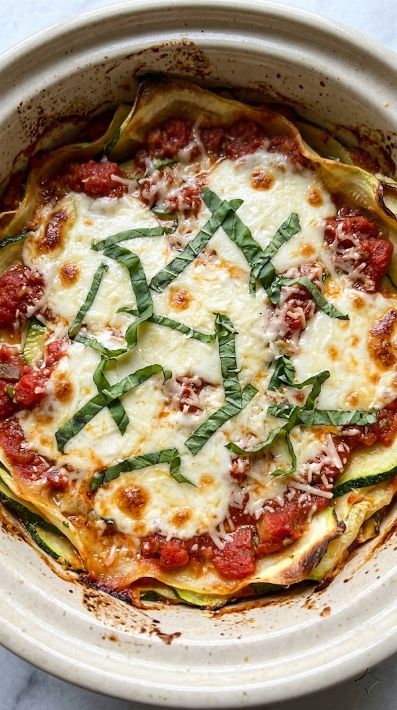 Zucchini-Basil Lasagna with Slow Cooker Marinara