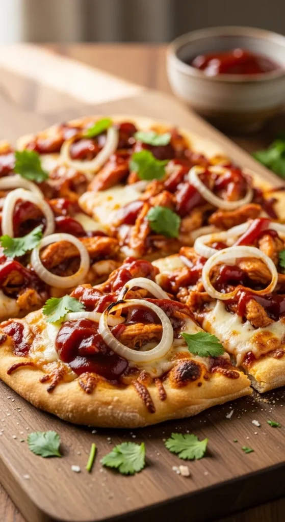 BBQ Chicken Flatbread with Caramelized Onions