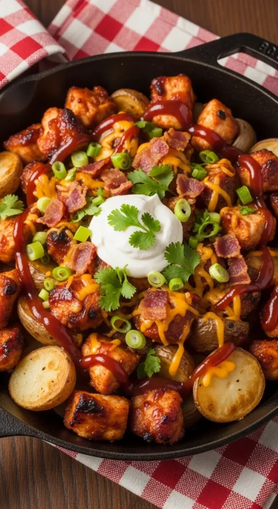 BBQ Chicken Potatoes Loaded with Toppings