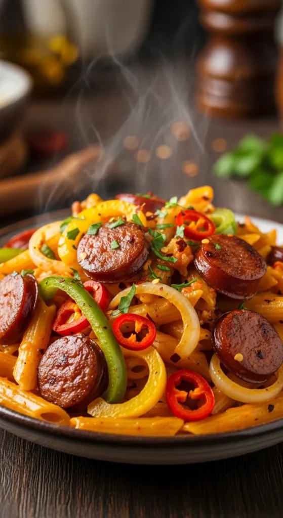 Cajun Sausage Pasta with a Creamy Kick recipe