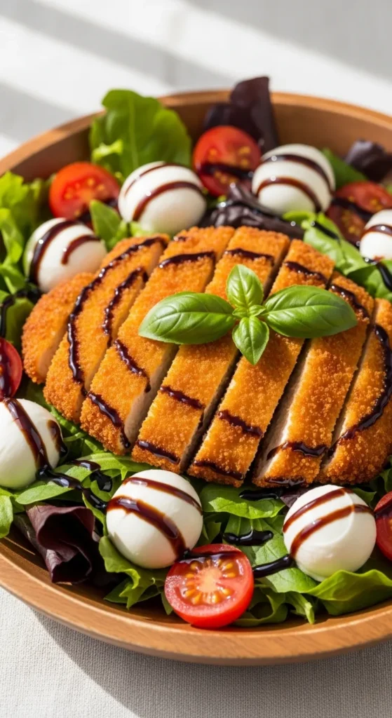 Chicken Mozzarella Salad with Balsamic Glaze