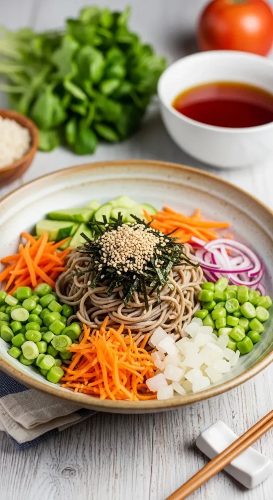 Cold Sesame Soba Noodle Bowls