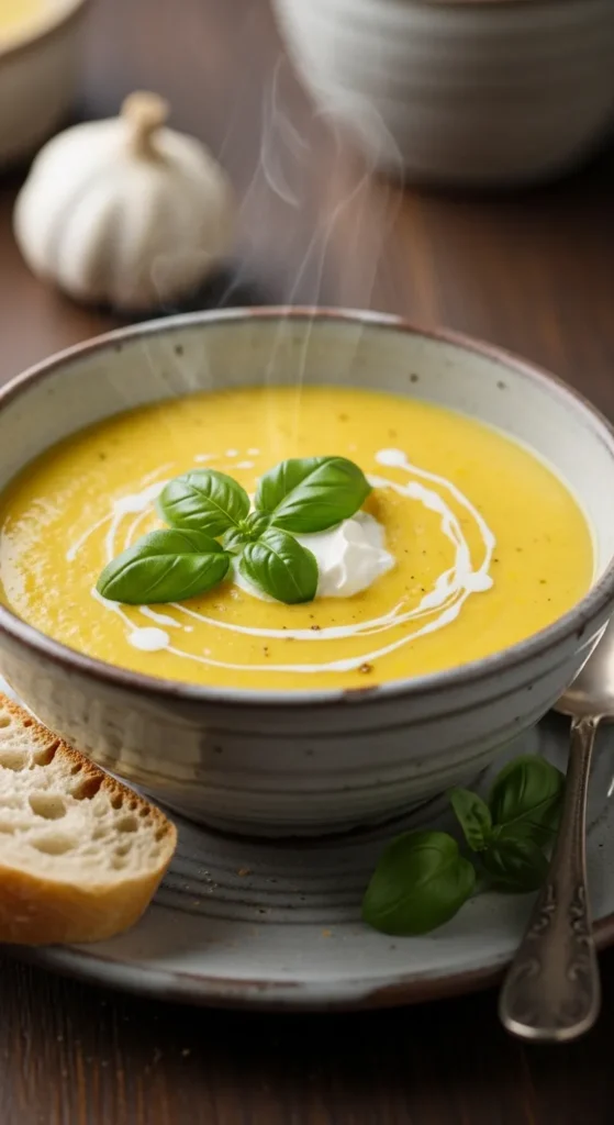 Creamy Garlic and Yellow Squash Soup
